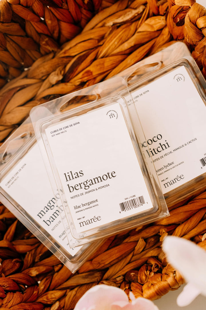 TRIO DE CUBES DE CIRE - Lilas bergamote / Magnolia bambou / Coco litchi Marée - Chandelles 