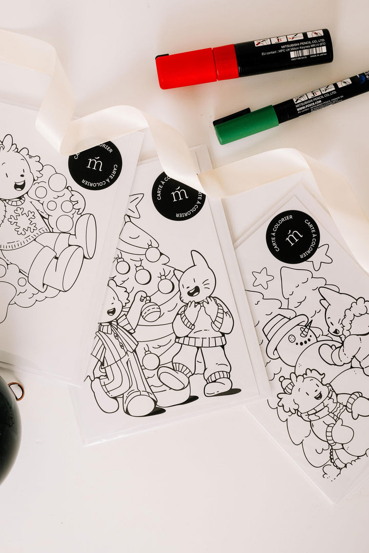 Trio de cartes à colorier - Collection hivernale