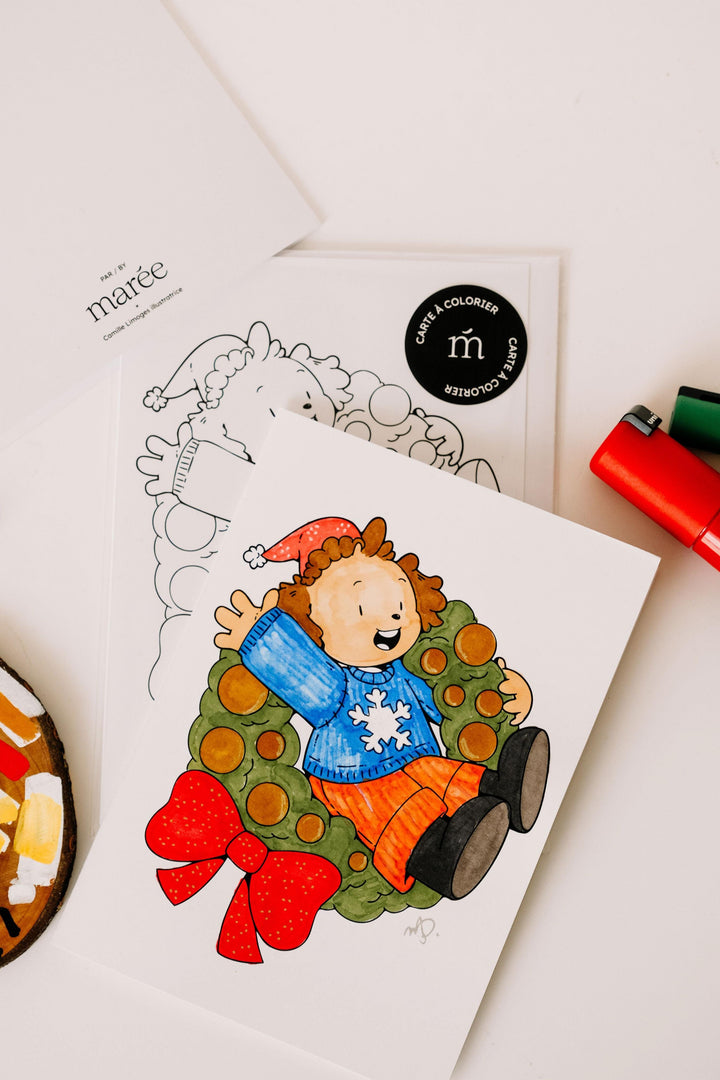 Trio de cartes à colorier - Collection hivernale