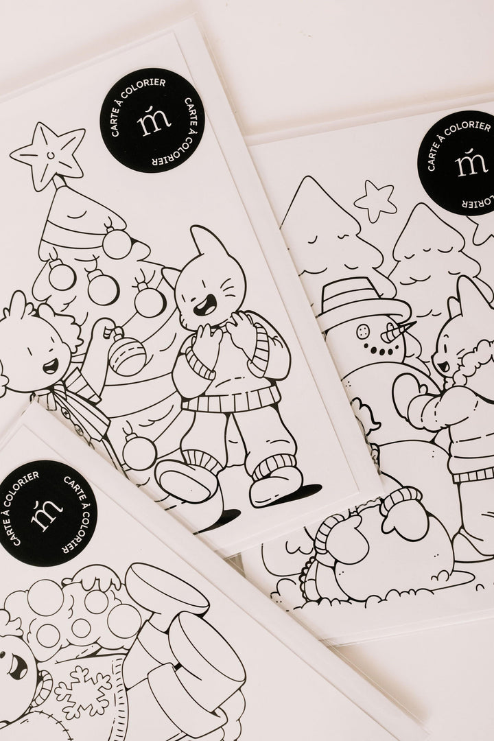 Trio de cartes à colorier - Collection hivernale
