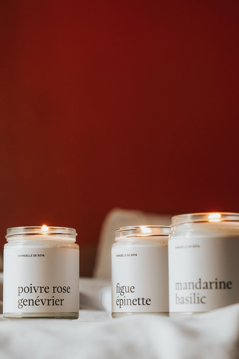 Trio de chandelles - Poivre rose genévrier/Figue épinette/Mandarine basilic Marée - Chandelles 