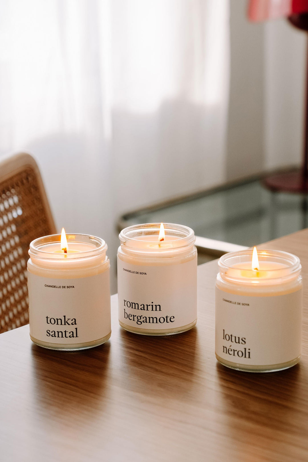 Trio de chandelles - Romarin bergamote / Tonka santal / Lotus néroli