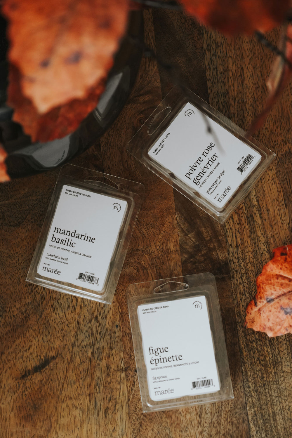 Trio de cubes de cire - Poivre rose genévrier/Figue épinette/Mandarine basilic Marée - Chandelles 