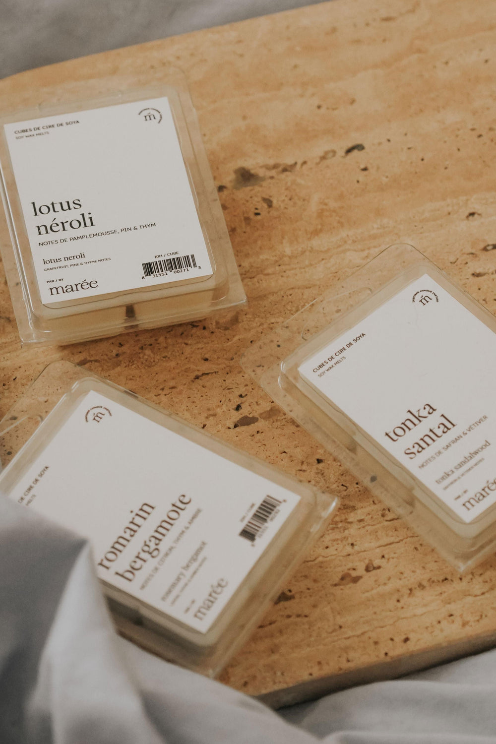 Trio de cubes de cire - Romarin bergamote / Tonka santal / Lotus néroli