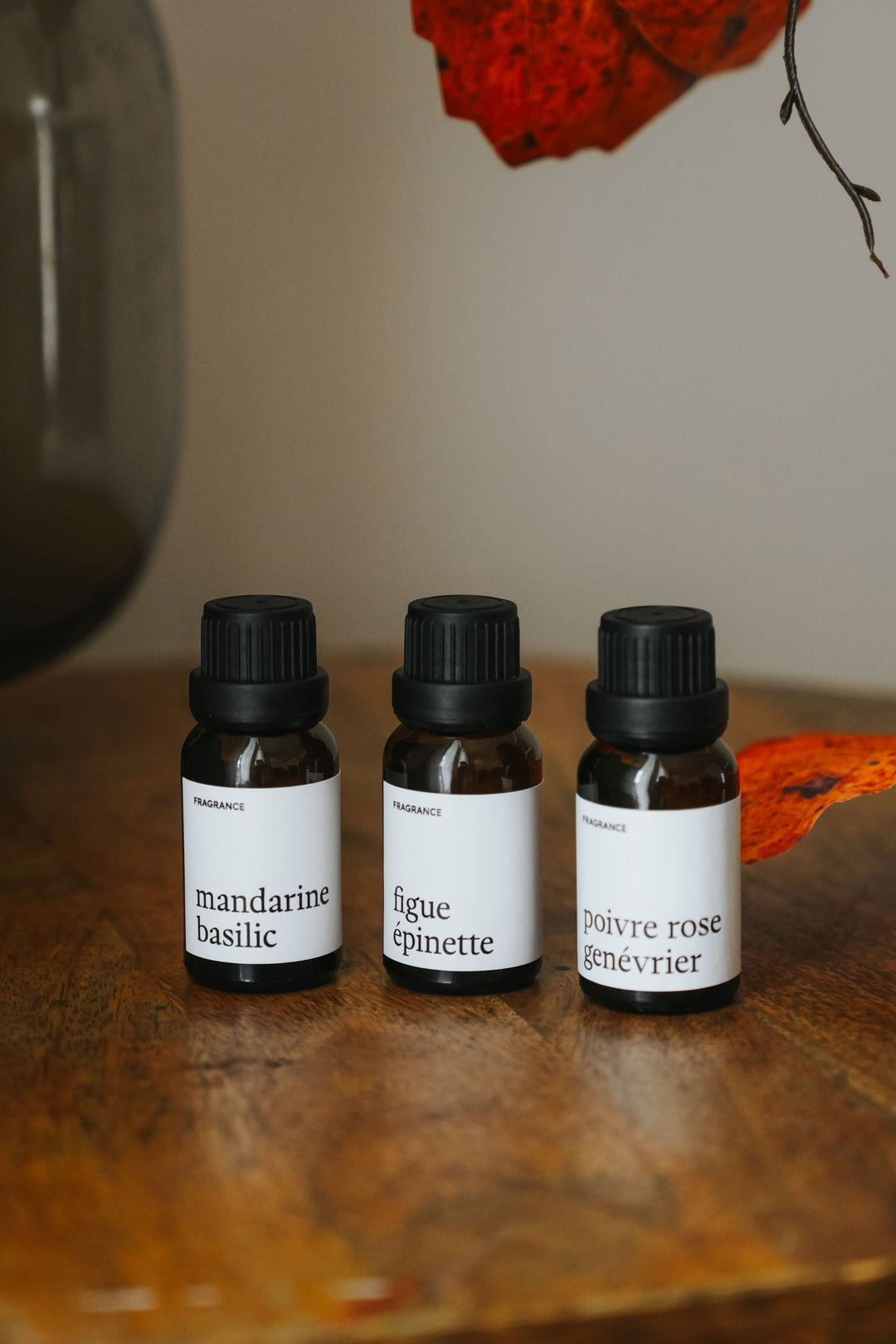Trio de fragrances - Poivre rose genévrier/Figue épinette/Mandarine basilic Marée - Chandelles 